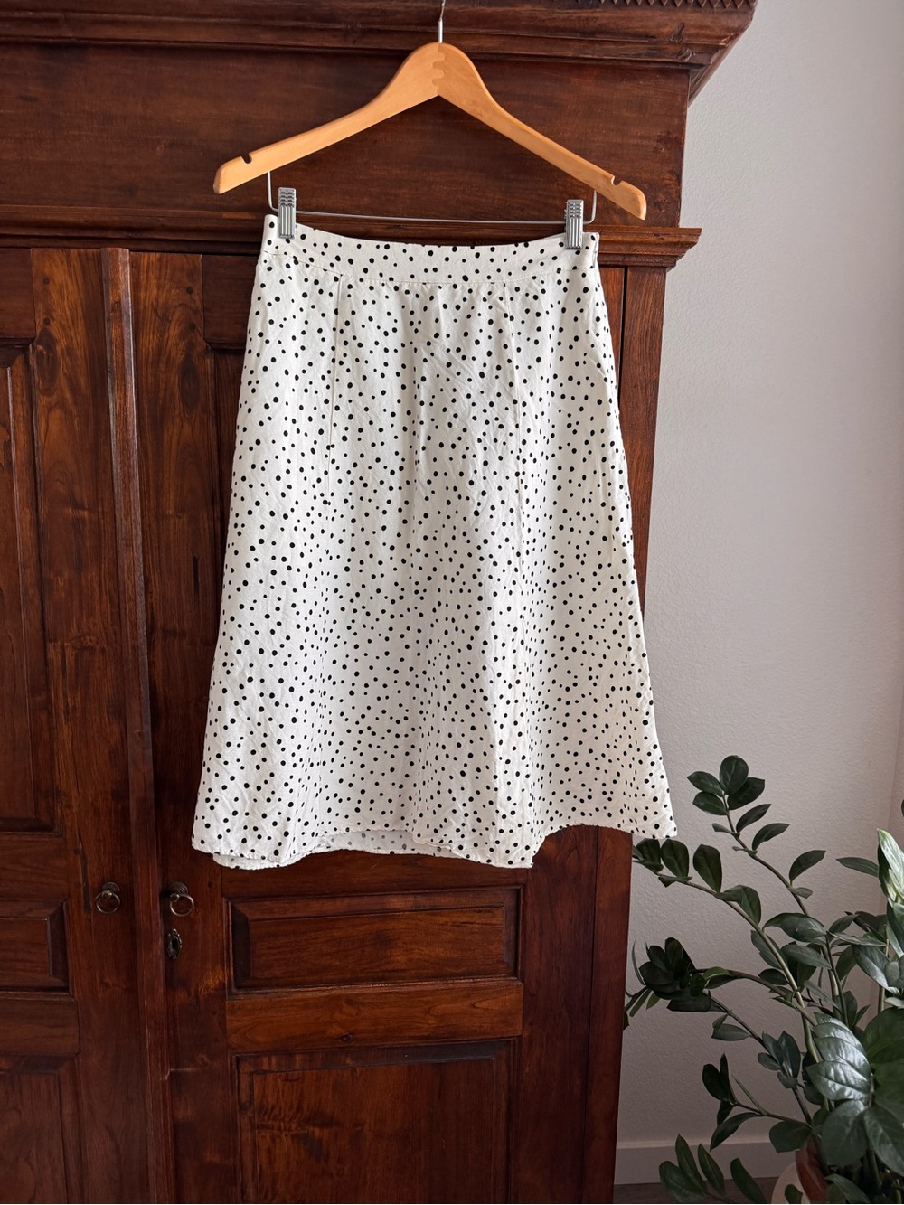 Loft Polka Dot Midi Skirt Black and White 4P